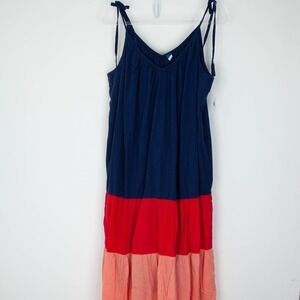 NWT Old Navy Womens Tie Strap Sleeveless Tiered Maxi Dress Size L Vacation Beach